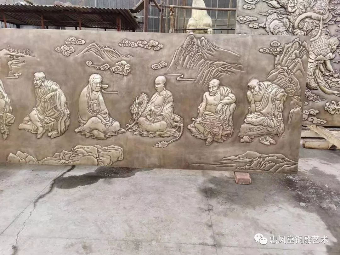 黃銅鍛銅浮雕畫 十八羅漢銅雕壁畫，定制寺院藝術的栩栩神韻